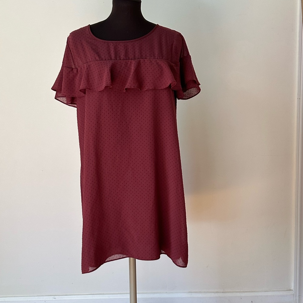 Burgundy Ruffle Dress